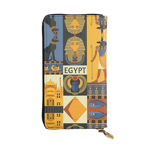 Ancient Egypt Tribe Series Print Leather Long Clutch Wallet for Women - Fashion with Multiple Card Slots, Coin Pocket, Black, One Size Ancient Egypt Tribe Series Print Leather Long Clutch Wallet for Women - Fashion with Multiple Card Slots, Coin Pocket, Black, One Size von JaoXer