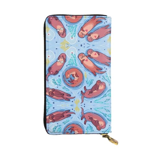 Animal Cute Brown Otters Print Leather Long Clutch Wallet for Women - Fashion with Multiple Card Slots, Coin Pocket, Black, One Size Animal Cute Brown Otters Print Leather Long Clutch Wallet for Women - Fashion with Multiple Card Slots, Coin Pocket, Black, One Size von JaoXer