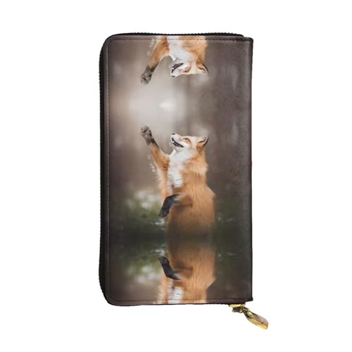 Animal Fox Pattern Print Leather Long Clutch Wallet for Women - Fashion with Multiple Card Slots, Coin Pocket von JaoXer