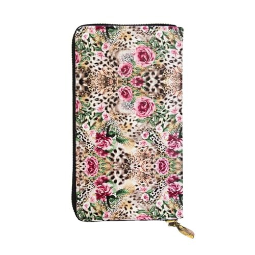 Animal Tiger Leopard Print Rose Flower Print Leder Lange Clutch Geldbörse für Frauen - Mode mit mehreren Kartenfächern, Münzfach Animal Tiger Leopard Print Rose Flower Print Leder Lange Clutch Geldbörse für Frauen - Mode mit mehreren Kartenfächern, Münzfach von JaoXer