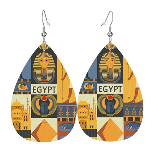 Antike Ägypten Tribe Serie Druck Leder Ohrringe für Frauen - baumelnde Tropfenohrringe, perfekt für Partys und Kostümzubehör, Einheitsgröße, Leder, kein Edelstein Antike Ägypten Tribe Serie Druck Leder Ohrringe für Frauen - baumelnde Tropfenohrringe, perfekt für Partys und Kostümzubehör, Einheitsgröße, Leder, kein Edelstein von JaoXer