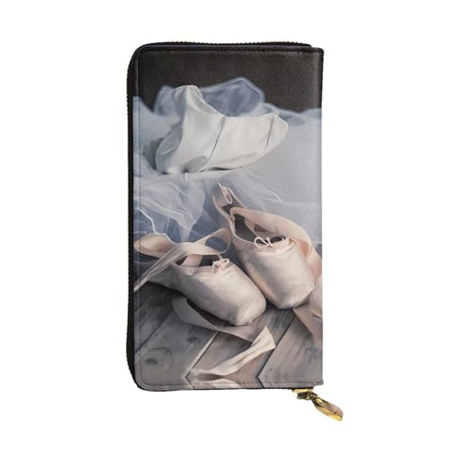 Ballettschuh Druck Leder Lange Clutch Geldbörse für Damen - Mode mit mehreren Kartenfächern, Münzfach, Schwarz, Einheitsgröße von JaoXer