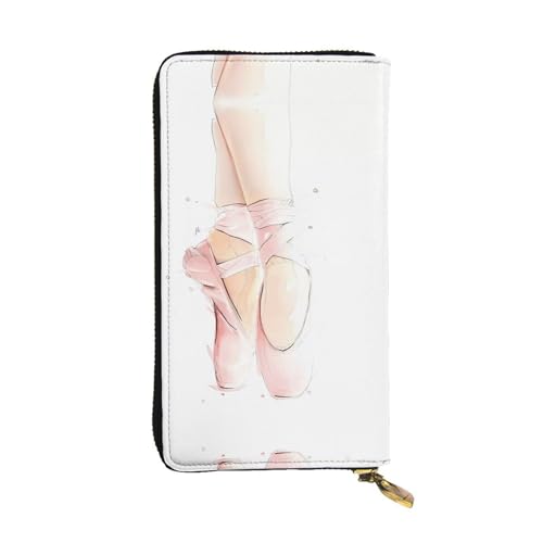 Ballettschuhe Druck Leder Lange Clutch Geldbörse für Damen - Mode mit mehreren Kartenfächern, Münzfach Ballettschuhe Druck Leder Lange Clutch Geldbörse für Damen - Mode mit mehreren Kartenfächern, Münzfach von JaoXer