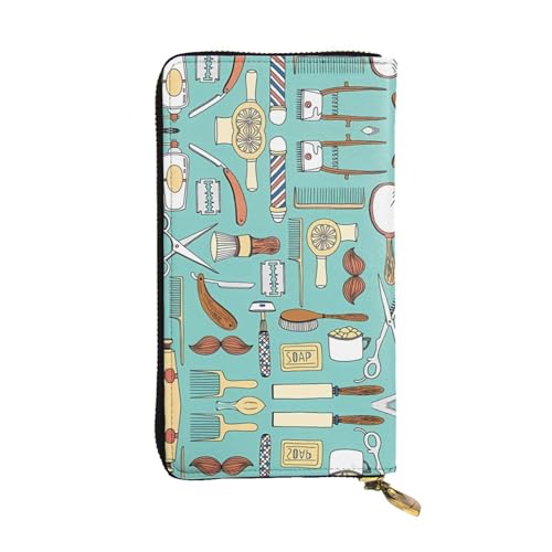 Barber Shop Print Leder Lange Clutch Geldbörse für Damen - Mode mit mehreren Kartenfächern, Münzfach, Schwarz, Einheitsgröße Barber Shop Print Leder Lange Clutch Geldbörse für Damen - Mode mit mehreren Kartenfächern, Münzfach, Schwarz, Einheitsgröße von JaoXer