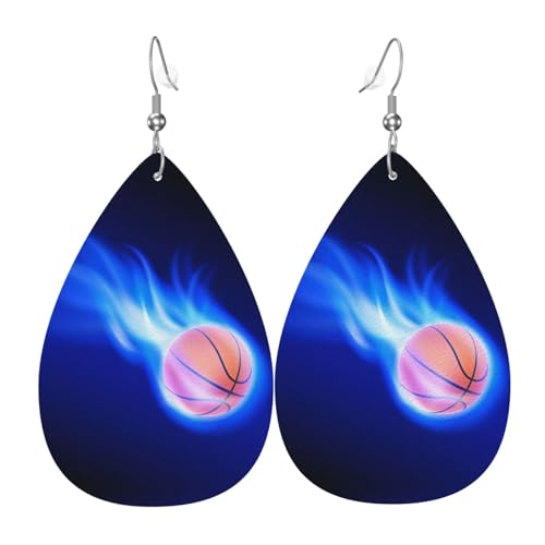 Basketball Ball Druck Leder Ohrringe für Frauen - baumelnde Tropfenohrringe, perfekt für Partys und Kostümzubehör, Einheitsgröße, Leder, kein Edelstein Basketball Ball Druck Leder Ohrringe für Frauen - baumelnde Tropfenohrringe, perfekt für Partys und Kostümzubehör, Einheitsgröße, Leder, kein Edelstein von JaoXer