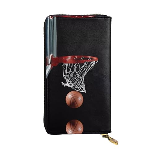 Basketball Druck Leder Lange Clutch Geldbörse für Frauen - Mode mit mehreren Kartenfächern, Münzfach, Schwarz, Einheitsgröße Basketball Druck Leder Lange Clutch Geldbörse für Frauen - Mode mit mehreren Kartenfächern, Münzfach, Schwarz, Einheitsgröße von JaoXer
