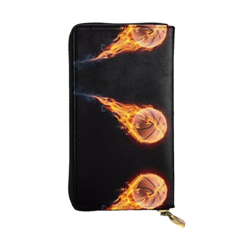 Basketball On Fire Print Leder Lange Clutch Geldbörse für Frauen - Mode mit mehreren Kartenfächern, Münzfach, Schwarz, Einheitsgröße Basketball On Fire Print Leder Lange Clutch Geldbörse für Frauen - Mode mit mehreren Kartenfächern, Münzfach, Schwarz, Einheitsgröße von JaoXer