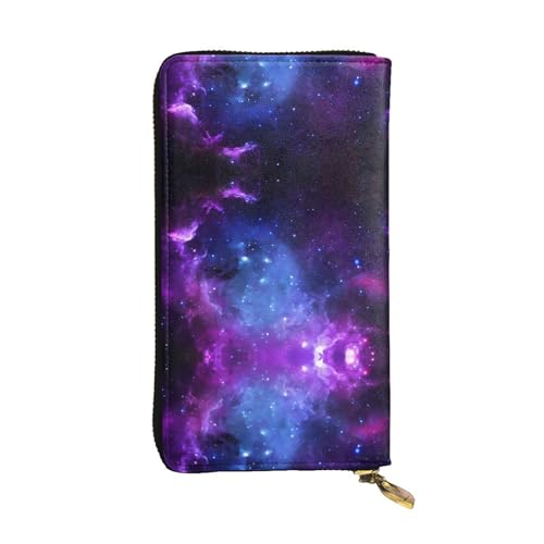Blue Galaxy Print Leder Lange Clutch Geldbörse für Frauen - Mode mit mehreren Kartenfächern, Münzfach, Schwarz, Einheitsgröße Blue Galaxy Print Leder Lange Clutch Geldbörse für Frauen - Mode mit mehreren Kartenfächern, Münzfach, Schwarz, Einheitsgröße von JaoXer