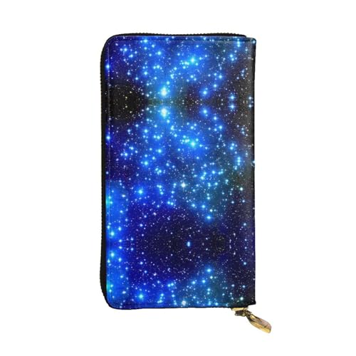 Blue Shining Stars Print Leder Lange Clutch Geldbörse für Frauen - Mode mit mehreren Kartenfächern, Münzfach, Schwarz, Einheitsgröße Blue Shining Stars Print Leder Lange Clutch Geldbörse für Frauen - Mode mit mehreren Kartenfächern, Münzfach, Schwarz, Einheitsgröße von JaoXer