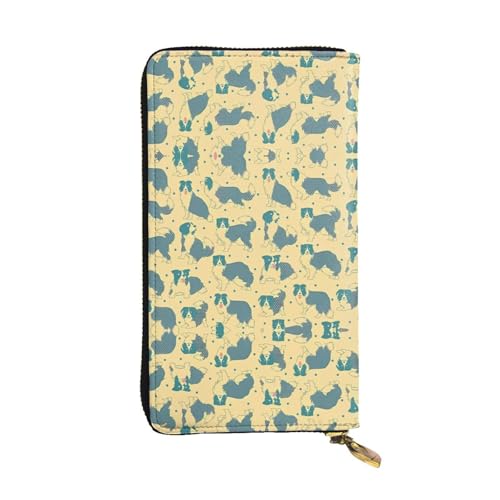 Border Collie Pattern Print Leder Lange Clutch Geldbörse für Frauen - Mode mit mehreren Kartenfächern, Münzfach, Schwarz, Einheitsgröße von JaoXer