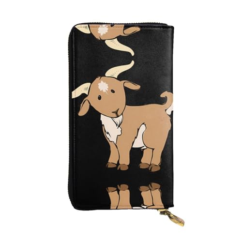 Braune Ziege Print Leder Lange Clutch Geldbörse für Frauen - Mode mit mehreren Kartenfächern, Münzfach, Schwarz, Einheitsgröße Braune Ziege Print Leder Lange Clutch Geldbörse für Frauen - Mode mit mehreren Kartenfächern, Münzfach, Schwarz, Einheitsgröße von JaoXer