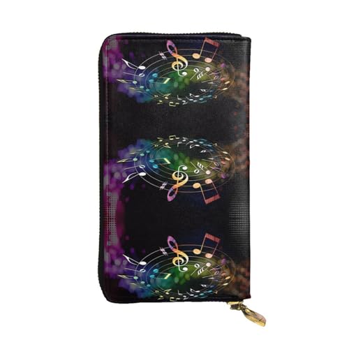 Bunte Clutch-Geldbörse aus Leder mit Musiknoten für Damen, modisch, mit mehreren Kartenfächern, Münzfach, Schwarz, Einheitsgröße von JaoXer