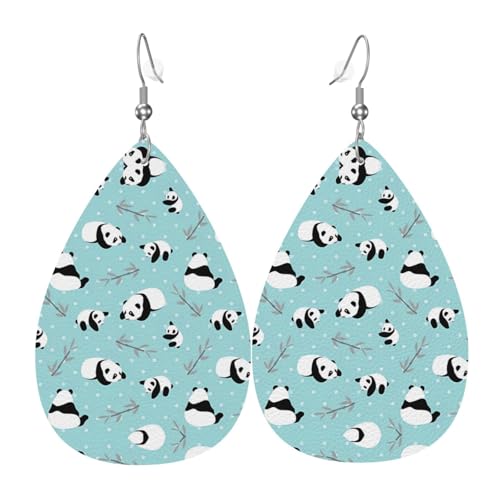 Cartoon Panda Bär Druck Leder Ohrringe für Frauen - baumelnde Tropfenohrringe, perfekt für Partys und Kostümzubehör, Einheitsgröße, Leder, kein Edelstein Cartoon Panda Bär Druck Leder Ohrringe für Frauen - baumelnde Tropfenohrringe, perfekt für Partys und Kostümzubehör, Einheitsgröße, Leder, kein Edelstein von JaoXer