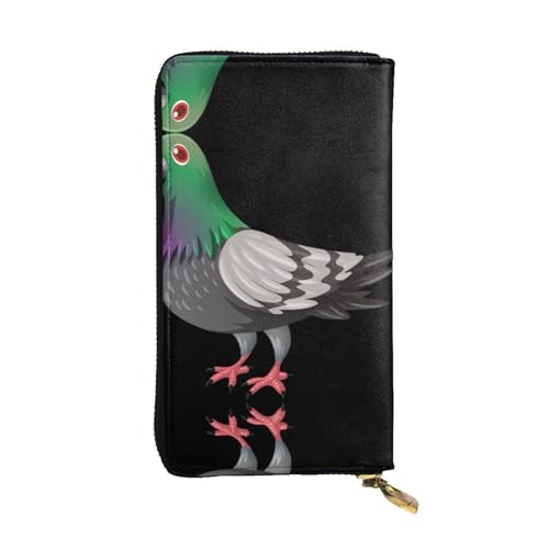 Cartoon Taubendruck Leder Lange Clutch Geldbörse für Frauen - Mode mit mehreren Kartenfächern, Münzfach, Schwarz, Einheitsgröße Cartoon Taubendruck Leder Lange Clutch Geldbörse für Frauen - Mode mit mehreren Kartenfächern, Münzfach, Schwarz, Einheitsgröße von JaoXer