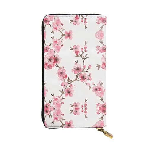 Cherry Blossom Print Leder Lange Clutch Geldbörse für Damen - Mode mit mehreren Kartenfächern, Münzfach, Schwarz, Einheitsgröße Cherry Blossom Print Leder Lange Clutch Geldbörse für Damen - Mode mit mehreren Kartenfächern, Münzfach, Schwarz, Einheitsgröße von JaoXer