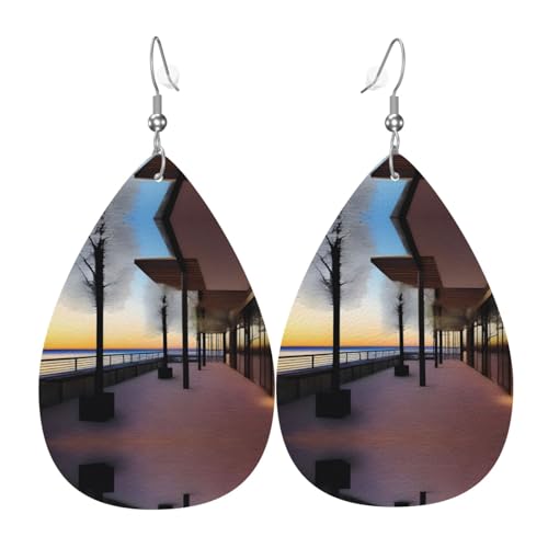 ChillingChills Druck Leder Ohrringe für Frauen - baumelnde Tropfenohrringe, Perfekt für Partys und Kostümzubehör, Einheitsgröße, Leder, Kein Edelstein von JaoXer