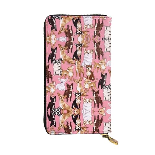 Chiwawas Hund Rosa Druck Leder Lange Clutch Geldbörse für Frauen - Mode mit mehreren Kartenfächern, Münzfach, Schwarz, Einheitsgröße Chiwawas Hund Rosa Druck Leder Lange Clutch Geldbörse für Frauen - Mode mit mehreren Kartenfächern, Münzfach, Schwarz, Einheitsgröße von JaoXer