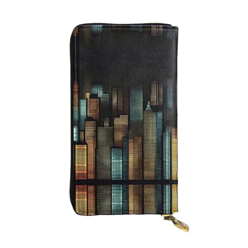 City Lights Print Leder Lange Clutch Geldbörse für Damen - Mode mit mehreren Kartenfächern, Münzfach, Schwarz, One Size von JaoXer