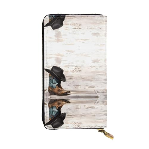 Cowboyhut und Stiefel Druck Leder Lange Clutch Geldbörse für Frauen - Mode mit mehreren Kartenfächern, Münzfach, Schwarz, Einheitsgröße Cowboyhut und Stiefel Druck Leder Lange Clutch Geldbörse für Frauen - Mode mit mehreren Kartenfächern, Münzfach, Schwarz, Einheitsgröße von JaoXer