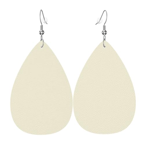 Creme Druck Leder Ohrringe für Frauen - baumelnde Tropfenohrringe, perfekt für Partys und Kostümzubehör, Einheitsgröße, Leder, kein Edelstein von JaoXer