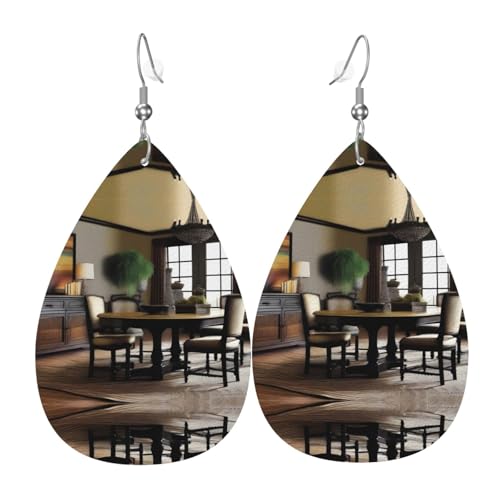 DreadfulDecor Druck Leder Ohrringe für Frauen - baumelnde Tropfenohrringe, perfekt für Partys und Kostümzubehör, Einheitsgröße, Leder, kein Edelstein von JaoXer