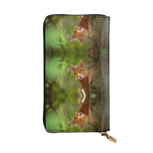 Eichhörnchen Druck Leder Lange Clutch Geldbörse für Frauen - Mode mit mehreren Kartenfächern, Münzfach, Schwarz, Einheitsgröße Eichhörnchen Druck Leder Lange Clutch Geldbörse für Frauen - Mode mit mehreren Kartenfächern, Münzfach, Schwarz, Einheitsgröße von JaoXer