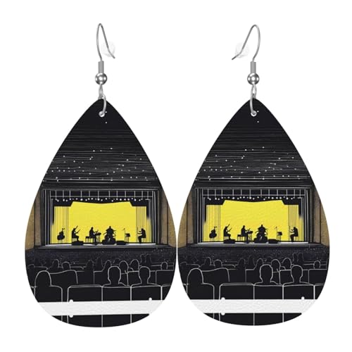 Ein Konzert-Nachtdruck Leder-Ohrringe für Frauen - baumelnde Tropfenohrringe, perfekt für Partys und Kostümzubehör, Einheitsgröße, Leder, kein Edelstein von JaoXer