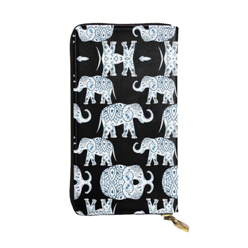 Elefantendruck Leder Lange Clutch Geldbörse für Frauen - Mode mit mehreren Kartenfächern, Münzfach von JaoXer
