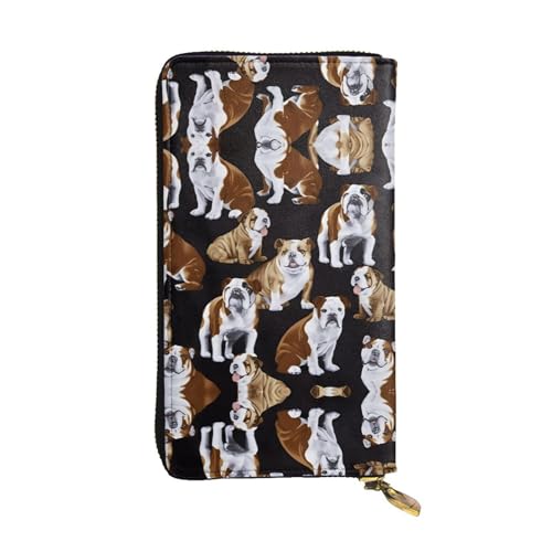 Englische Bulldoggen Print Leder Lange Clutch Geldbörse für Frauen - Mode mit mehreren Kartenfächern, Münzfach, Schwarz, Einheitsgröße Englische Bulldoggen Print Leder Lange Clutch Geldbörse für Frauen - Mode mit mehreren Kartenfächern, Münzfach, Schwarz, Einheitsgröße von JaoXer