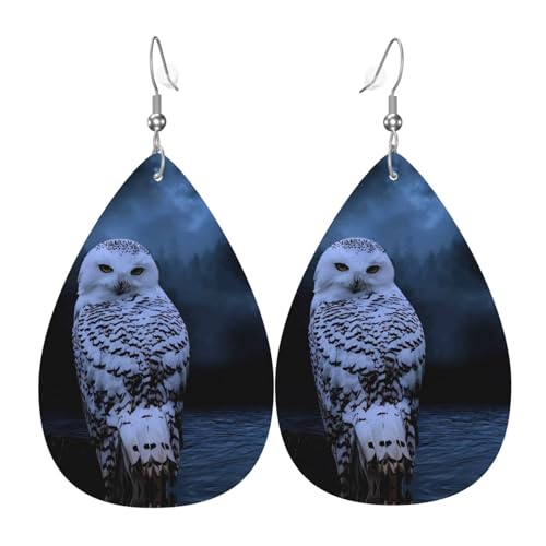 Eule bei Nacht Druck Leder Ohrringe für Frauen - baumelnde Tropfenohrringe, perfekt für Partys und Kostümzubehör, Einheitsgröße, Leder, kein Edelstein Eule bei Nacht Druck Leder Ohrringe für Frauen - baumelnde Tropfenohrringe, perfekt für Partys und Kostümzubehör, Einheitsgröße, Leder, kein Edelstein von JaoXer