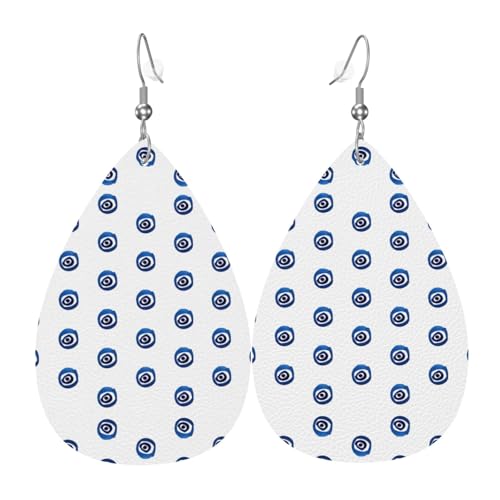 Evil Eyes Print Leder Ohrringe für Frauen - baumelnde Tropfenohrringe, perfekt für Partys und Kostümzubehör, Einheitsgröße, Leder, kein Edelstein von JaoXer