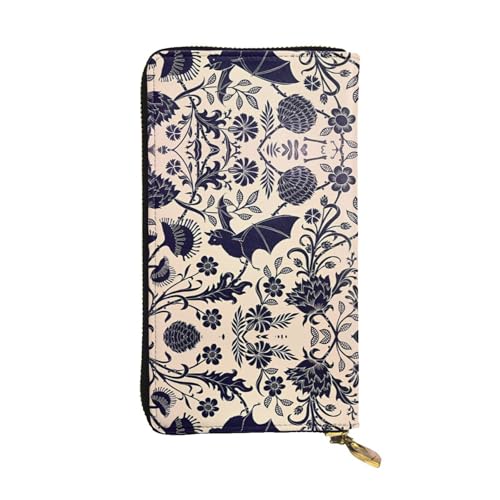 Fledermausmuster Druck Leder Lange Clutch Geldbörse für Frauen - Mode mit mehreren Kartenfächern, Münzfach, Schwarz, Einheitsgröße Fledermausmuster Druck Leder Lange Clutch Geldbörse für Frauen - Mode mit mehreren Kartenfächern, Münzfach, Schwarz, Einheitsgröße von JaoXer