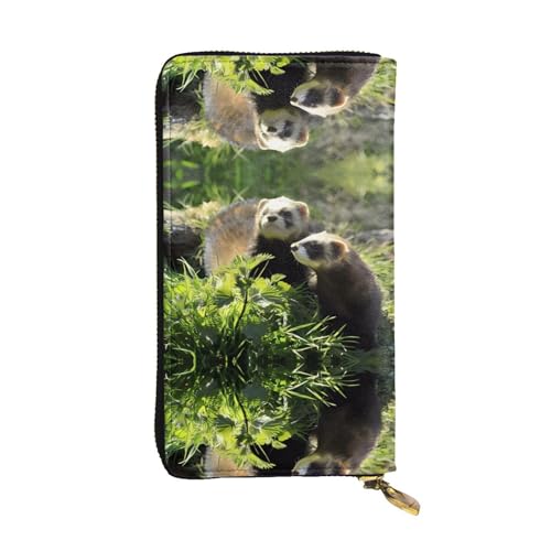 Foraging Frettchen Druck Leder Lange Clutch Geldbörse für Frauen - Mode mit mehreren Kartenfächern, Münzfach, Schwarz, Einheitsgröße Foraging Frettchen Druck Leder Lange Clutch Geldbörse für Frauen - Mode mit mehreren Kartenfächern, Münzfach, Schwarz, Einheitsgröße von JaoXer