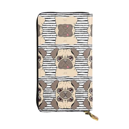 Funny Happy Pug Dog Print Leather Long Clutch Wallet for Women - Fashion with Multiple Card Slots, Coin Pocket, Black, One Size Funny Happy Pug Dog Print Leather Long Clutch Wallet for Women - Fashion with Multiple Card Slots, Coin Pocket, Black, One Size von JaoXer