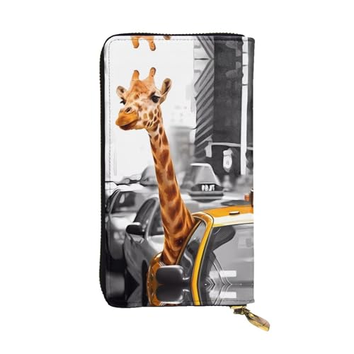 Giraffe in New York Print Leder Lange Clutch Geldbörse für Frauen - Mode mit mehreren Kartenfächern, Münzfach, Schwarz, Einheitsgröße Giraffe in New York Print Leder Lange Clutch Geldbörse für Frauen - Mode mit mehreren Kartenfächern, Münzfach, Schwarz, Einheitsgröße von JaoXer