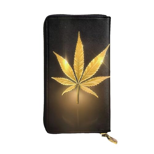 Golden Cannabis Print Leder Lange Clutch Geldbörse für Frauen - Mode mit mehreren Kartenfächern, Münzfach Golden Cannabis Print Leder Lange Clutch Geldbörse für Frauen - Mode mit mehreren Kartenfächern, Münzfach von JaoXer