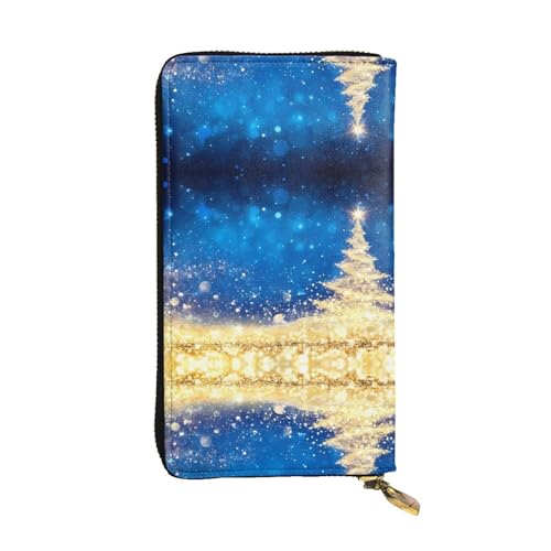 Goldene Glitzer Weihnachtsbaum Druck Leder Lange Clutch Geldbörse für Frauen - Mode mit mehreren Kartenfächern, Münzfach, Schwarz, Einheitsgröße Goldene Glitzer Weihnachtsbaum Druck Leder Lange Clutch Geldbörse für Frauen - Mode mit mehreren Kartenfächern, Münzfach, Schwarz, Einheitsgröße von JaoXer