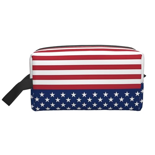 Große Reise-Kosmetiktasche, wiederverwendbar, amerikanische Flagge, Sterne, Streifen, Druck, Dopp Kit für Toilettenartikel, tragbarer Organizer für Männer und Frauen, Weiß, Einheitsgröße Große Reise-Kosmetiktasche, wiederverwendbar, amerikanische Flagge, Sterne, Streifen, Druck, Dopp Kit für Toilettenartikel, tragbarer Organizer für Männer und Frauen, Weiß, Einheitsgröße von JaoXer