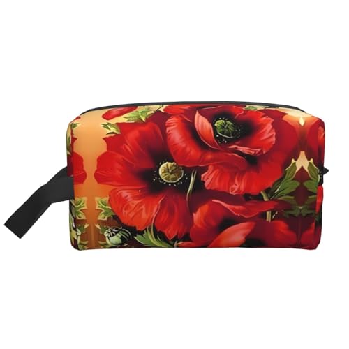 Große Reise-Kosmetiktasche, wiederverwendbar, schöner roter Mohnblumen-Druck, Dopp Kit für Toilettenartikel, tragbarer Organizer für Männer und Frauen, weiß, Einheitsgröße Große Reise-Kosmetiktasche, wiederverwendbar, schöner roter Mohnblumen-Druck, Dopp Kit für Toilettenartikel, tragbarer Organizer für Männer und Frauen, weiß, Einheitsgröße von JaoXer