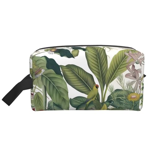 Große Reise-Kosmetiktasche, wiederverwendbar, tropisches Blumenblatt, Papageien-Druck, Dopp Kit für Toilettenartikel, tragbarer Organizer für Männer und Frauen, weiß, Einheitsgröße Große Reise-Kosmetiktasche, wiederverwendbar, tropisches Blumenblatt, Papageien-Druck, Dopp Kit für Toilettenartikel, tragbarer Organizer für Männer und Frauen, weiß, Einheitsgröße von JaoXer