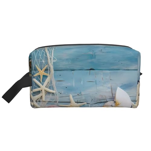 Große Reise-Kosmetiktasche - Wiederverwendbare Muschel Seestern Muster Druck Dopp Kit für Toilettenartikel, tragbarer Organizer für Männer und Frauen, Weiß, Einheitsgröße Große Reise-Kosmetiktasche - Wiederverwendbare Muschel Seestern Muster Druck Dopp Kit für Toilettenartikel, tragbarer Organizer für Männer und Frauen, Weiß, Einheitsgröße von JaoXer