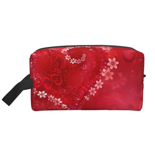 Große Reise-Kosmetiktasche - Wiederverwendbarer Valentinstag Rot Herz Blume Druck Dopp Kit für Toilettenartikel, Tragbarer Organizer für Männer und Frauen Große Reise-Kosmetiktasche - Wiederverwendbarer Valentinstag Rot Herz Blume Druck Dopp Kit für Toilettenartikel, Tragbarer Organizer für Männer und Frauen von JaoXer