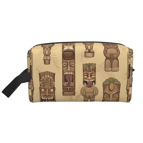 Große Reise-Kosmetiktasche - Wiederverwendbarer Vintage-Look mit Aloha-Tiki-Muster für Toilettenartikel, tragbarer Organizer für Männer und Frauen, weiß, Einheitsgröße Große Reise-Kosmetiktasche - Wiederverwendbarer Vintage-Look mit Aloha-Tiki-Muster für Toilettenartikel, tragbarer Organizer für Männer und Frauen, weiß, Einheitsgröße von JaoXer