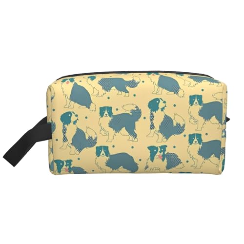 Große Reise-Kosmetiktasche - Wiederverwendbares Border Collie Muster Print Dopp Kit für Toilettenartikel, tragbarer Organizer für Männer und Frauen, Weiß, Einheitsgröße Große Reise-Kosmetiktasche - Wiederverwendbares Border Collie Muster Print Dopp Kit für Toilettenartikel, tragbarer Organizer für Männer und Frauen, Weiß, Einheitsgröße von JaoXer