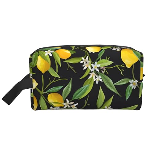 Große Reise-Kosmetiktasche - Wiederverwendbares Dopp Kit mit Zitronen- und Blumendruck, für Toilettenartikel, tragbarer Organizer für Männer und Frauen, Weiß, Einheitsgröße Große Reise-Kosmetiktasche - Wiederverwendbares Dopp Kit mit Zitronen- und Blumendruck, für Toilettenartikel, tragbarer Organizer für Männer und Frauen, Weiß, Einheitsgröße von JaoXer
