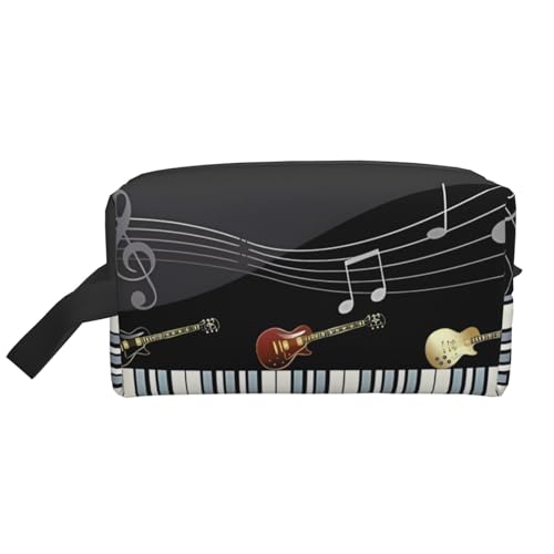 Große Reise-Kosmetiktasche - Wiederverwendbares Gitarrenklavier-Muster, Dopp Kit für Toilettenartikel, tragbarer Organizer für Männer und Frauen, weiß, Einheitsgröße von JaoXer