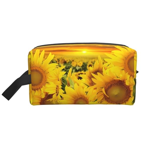 Große Reise-Kosmetiktasche - Wiederverwendbares Sonnenblumenmuster Druck Dopp Kit für Toilettenartikel, tragbarer Organizer für Männer und Frauen, Weiß, Einheitsgröße Große Reise-Kosmetiktasche - Wiederverwendbares Sonnenblumenmuster Druck Dopp Kit für Toilettenartikel, tragbarer Organizer für Männer und Frauen, Weiß, Einheitsgröße von JaoXer
