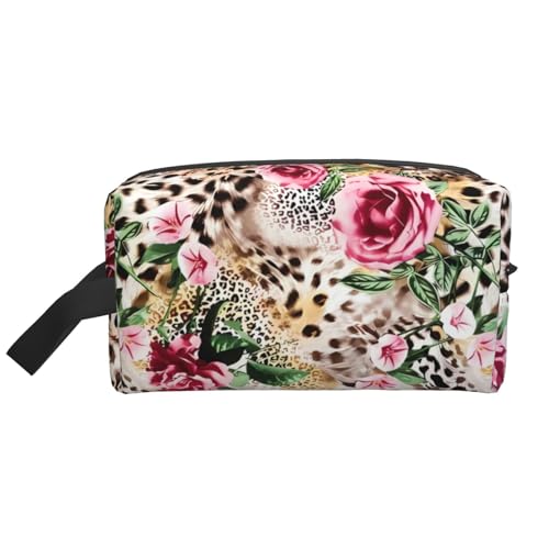 Große Reise-Kosmetiktasche – Wiederverwendbares Tier, Tiger, Leopardenmuster, Rose, Blumendruck, Dopp Kit für Toilettenartikel, tragbarer Organizer für Männer und Frauen, weiß, Einheitsgröße Große Reise-Kosmetiktasche – Wiederverwendbares Tier, Tiger, Leopardenmuster, Rose, Blumendruck, Dopp Kit für Toilettenartikel, tragbarer Organizer für Männer und Frauen, weiß, Einheitsgröße von JaoXer