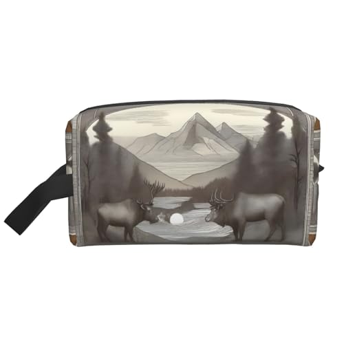 Große Reise-Kosmetiktasche - Wiederverwendbares "Wild Journeys Print Dopp Kit für Toilettenartikel", tragbarer Organizer für Männer und Frauen, Weiß, Einheitsgröße Große Reise-Kosmetiktasche - Wiederverwendbares "Wild Journeys Print Dopp Kit für Toilettenartikel", tragbarer Organizer für Männer und Frauen, Weiß, Einheitsgröße von JaoXer