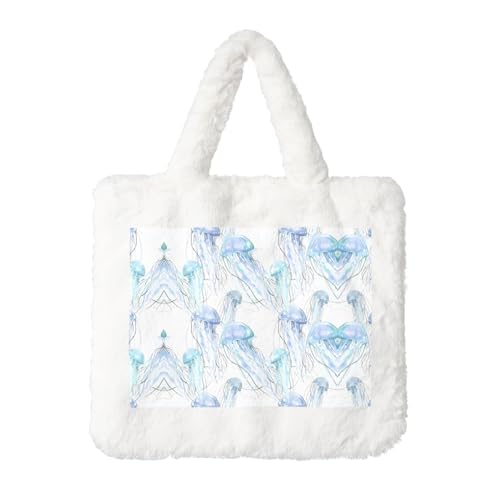Handtasche mit 3D-Quallen, Plüsch, für Damen im Herbst und Winter, ideal für Schlüssel, Lippenstift und mehr, perfektes Geschenk Handtasche mit 3D-Quallen, Plüsch, für Damen im Herbst und Winter, ideal für Schlüssel, Lippenstift und mehr, perfektes Geschenk von JaoXer